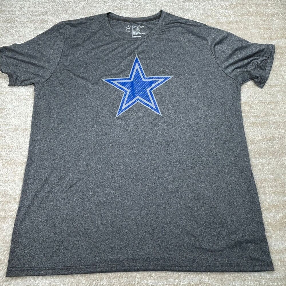 Dallas Cowboys Tee Mens 2XL Gray Short Sleeve Performance Star Logo Athletic